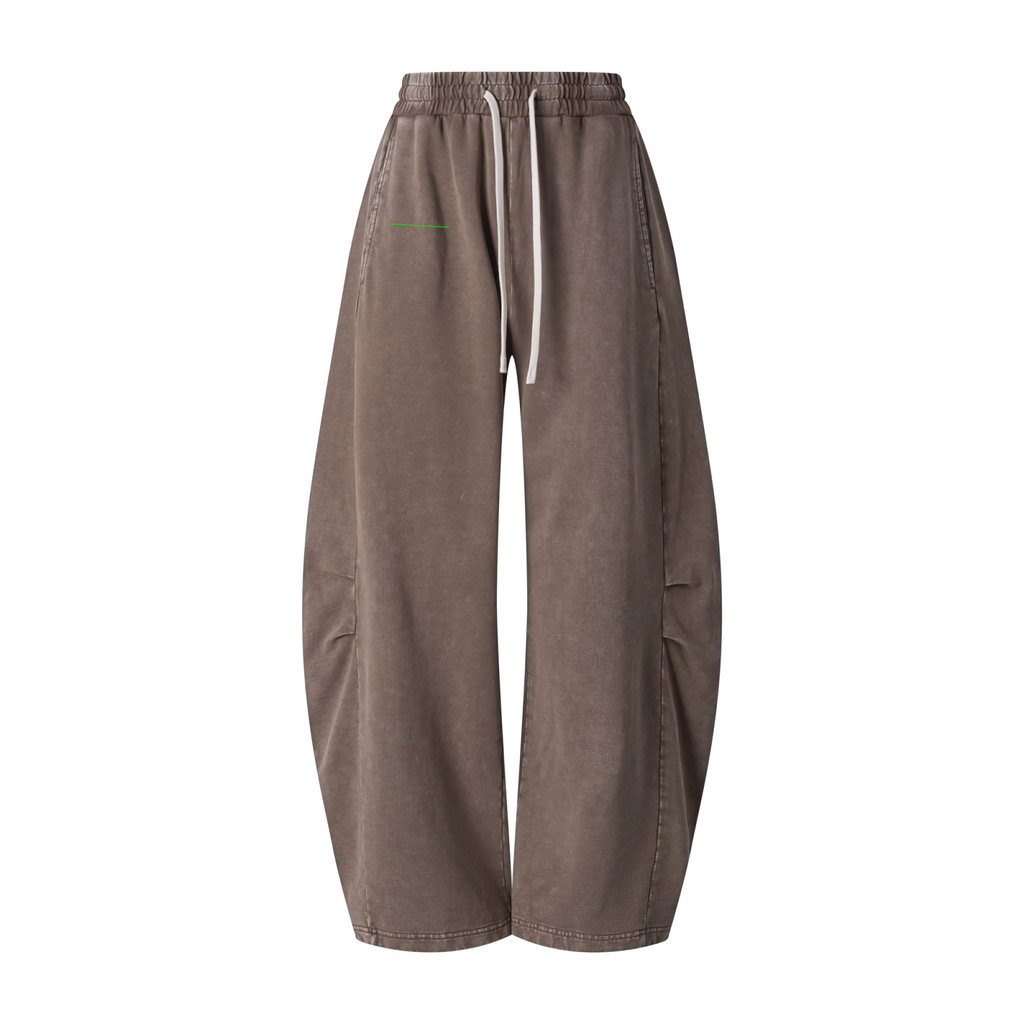 320GSM Heavyweight Cotton Slub Snow Wash Curved Leg Pants Vintage Dark Brown