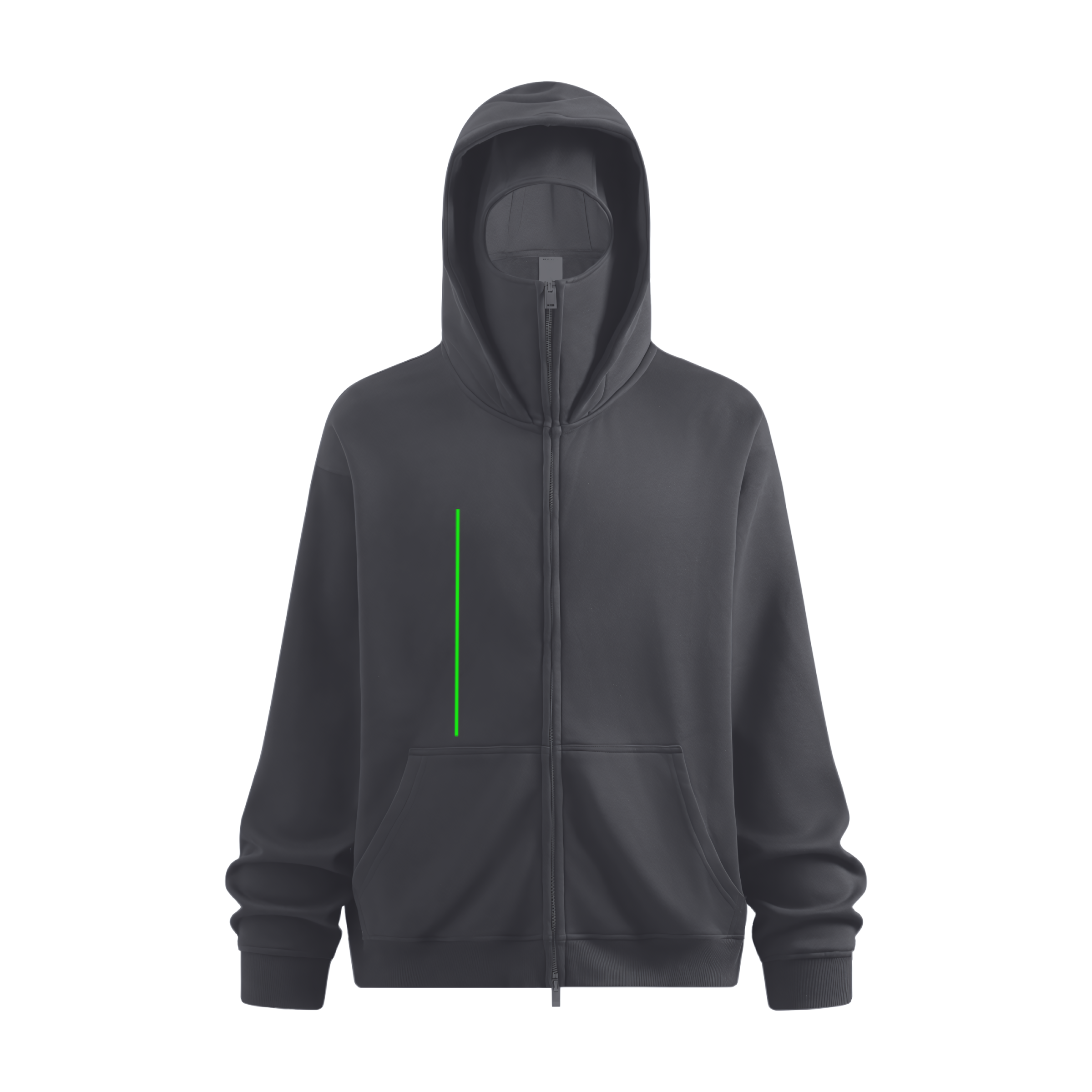340GSM Men’s Trendy Fleece Zip-Up Windproof Face-Mask Hoodie Dark Grey