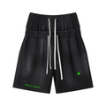320GSM Heavyweight Cotton Slub Spray Wash Relaxed Fit Shorts Vintage Black