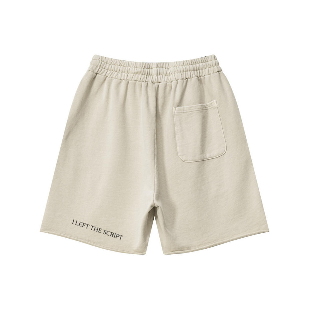 370GSM Unisex Heavyweight Raw-Edge Pigment-Washed Shorts Medium gray