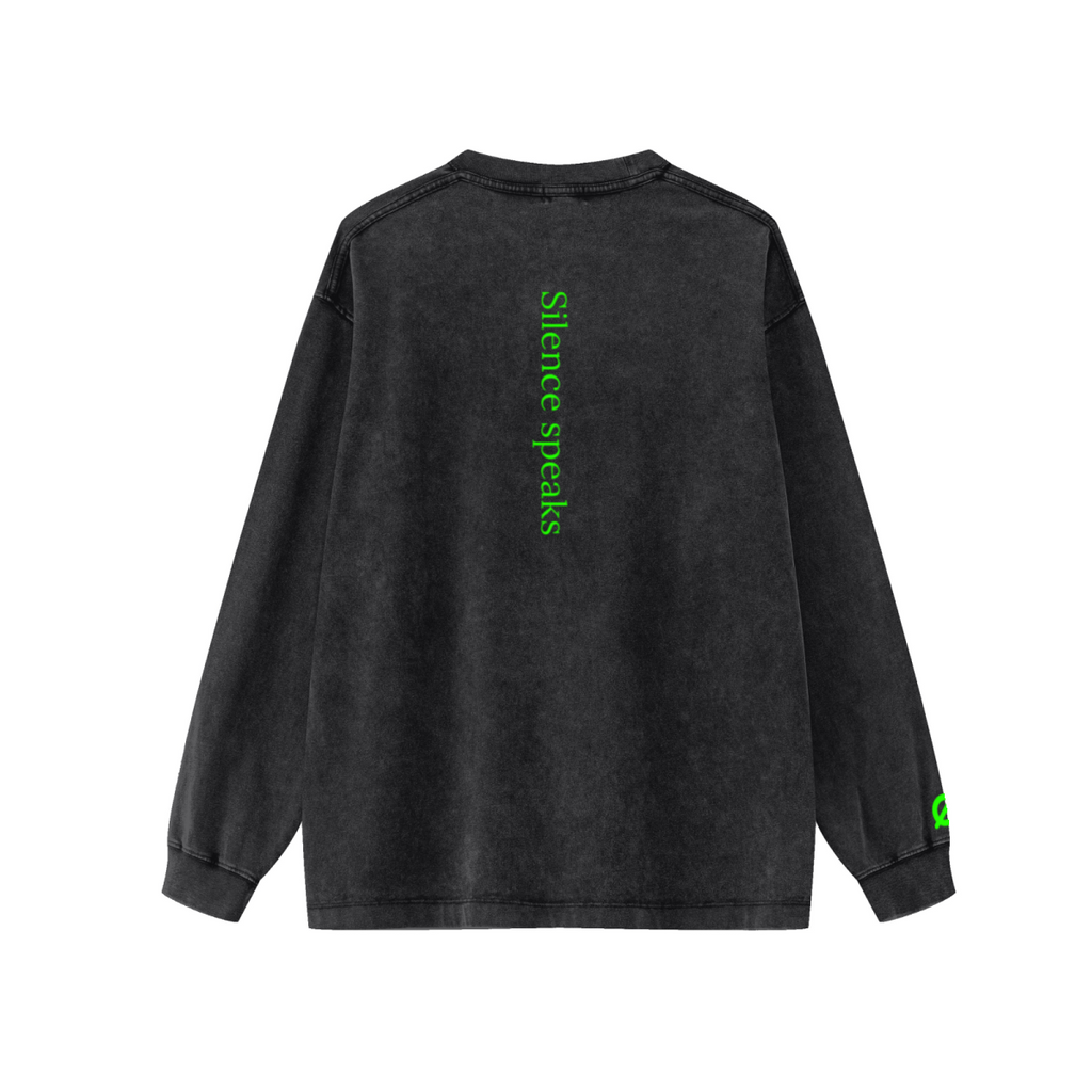 250GSM Unisex Long-Sleeve Crew Shirt Snow Wash