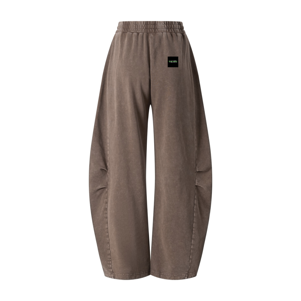 320GSM Heavyweight Cotton Slub Snow Wash Curved Leg Pants Vintage Dark Brown