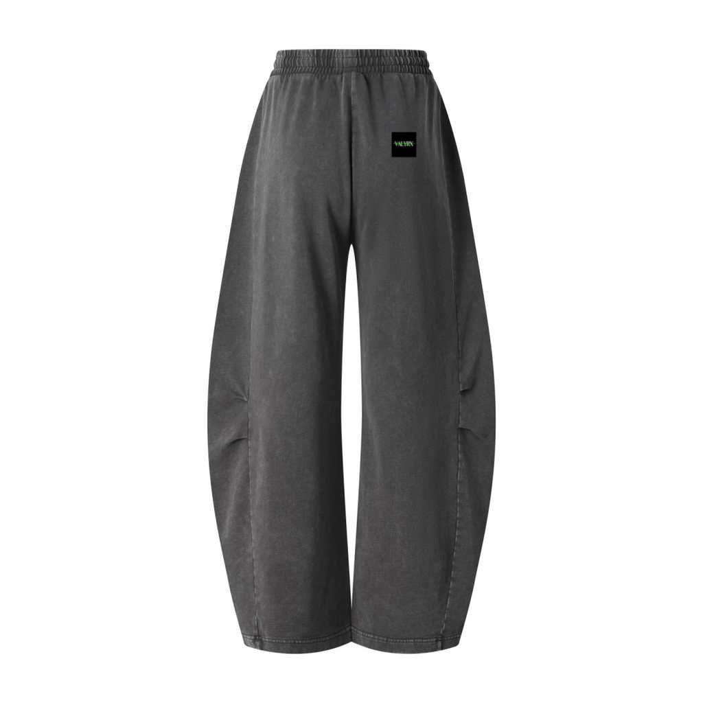 320GSM Heavyweight Cotton Slub Snow Wash Curved Leg Pants Vintage Dark Gray
