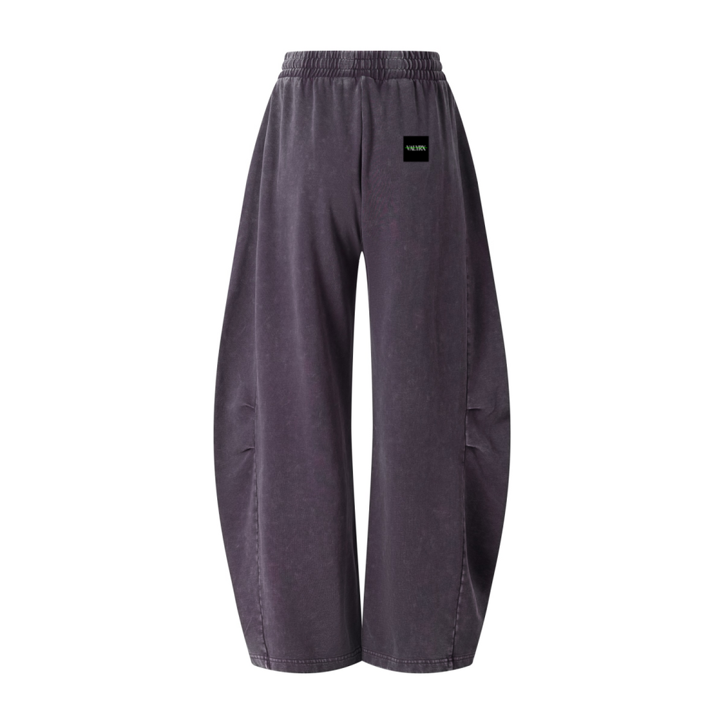 320GSM Heavyweight Cotton Slub Snow Wash Curved Leg Pants Vintage Purple