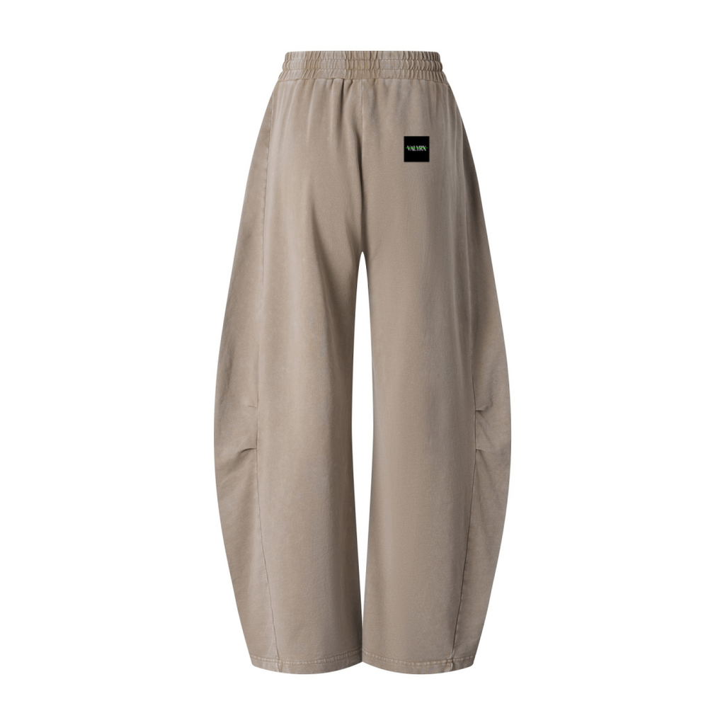 320GSM Heavyweight Cotton Slub Snow Wash Curved Leg Pants Vintage Khaki