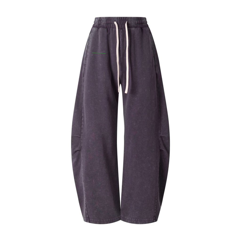 320GSM Heavyweight Cotton Slub Snow Wash Curved Leg Pants Vintage Purple