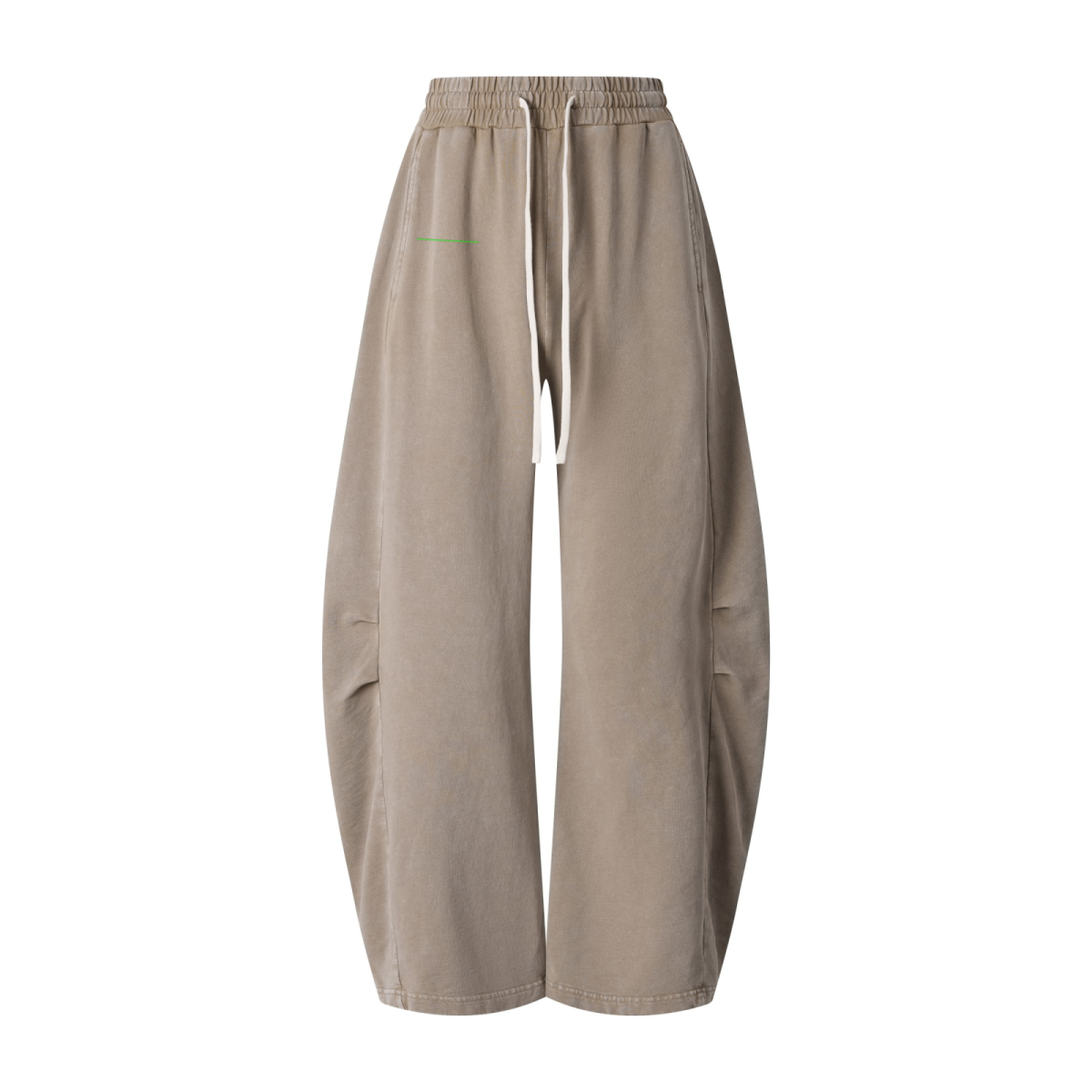 320GSM Heavyweight Cotton Slub Snow Wash Curved Leg Pants Vintage Khaki