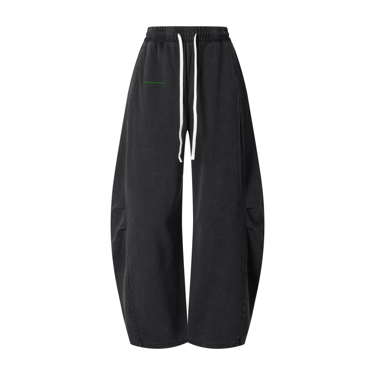320GSM Heavyweight Cotton Slub Snow Wash Curved Leg Pants Vintage Black