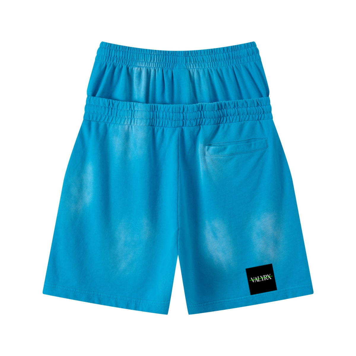 320GSM Heavyweight Cotton Slub Spray Wash Relaxed Fit Shorts Vintage Blue