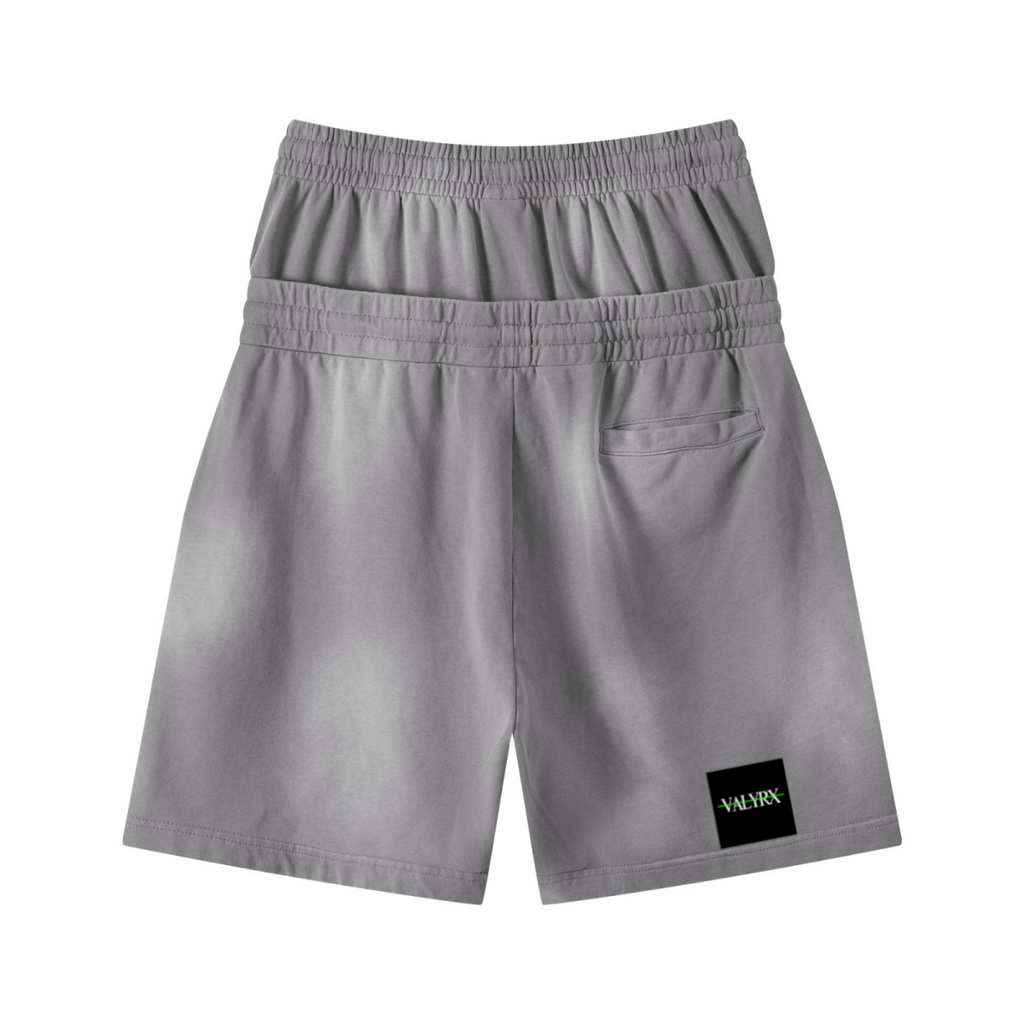 320GSM Heavyweight Cotton Slub Spray Wash Relaxed Fit Shorts Vintage Heather Gray