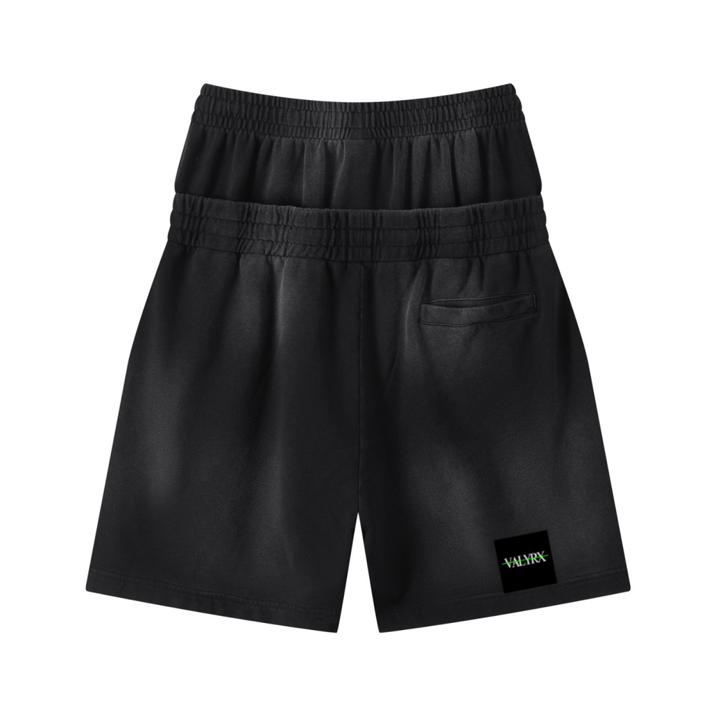 320GSM Heavyweight Cotton Slub Spray Wash Relaxed Fit Shorts Vintage Black