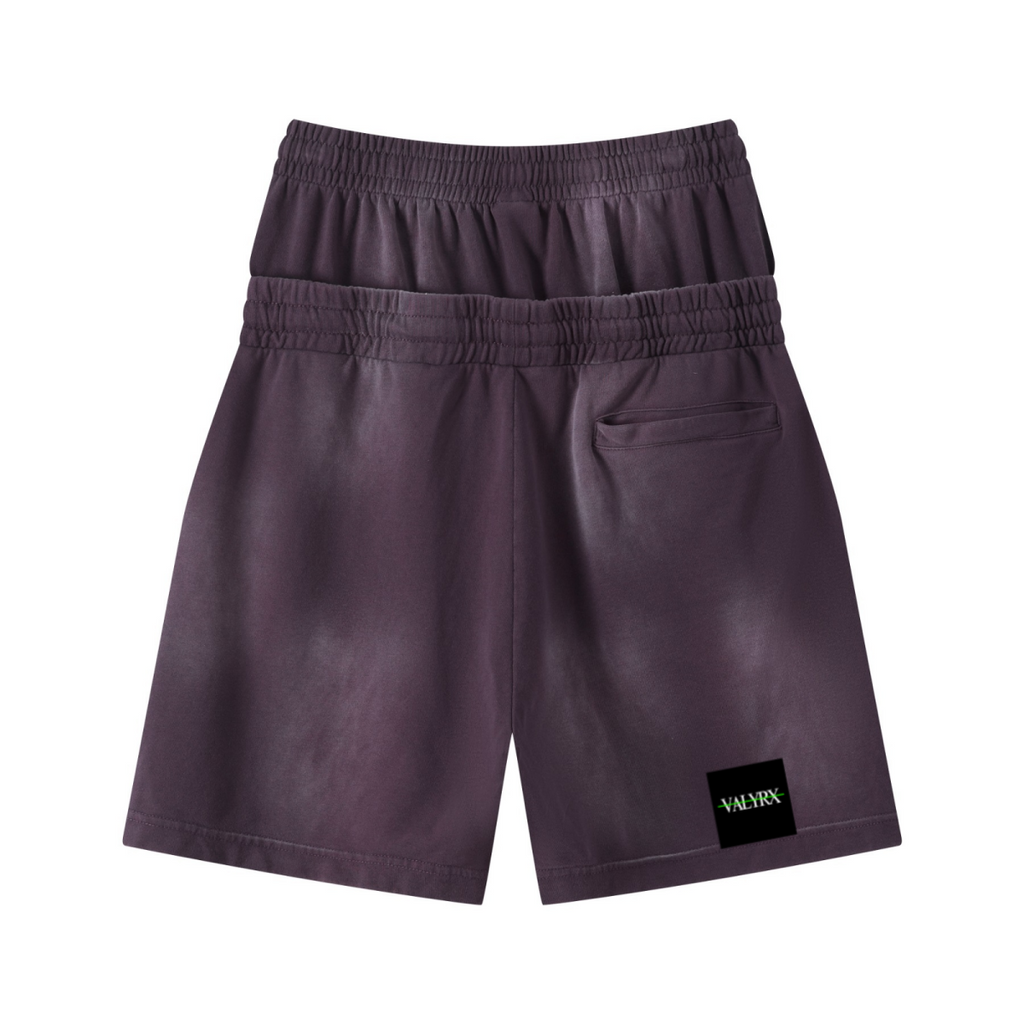 320GSM Heavyweight Cotton Slub Spray Wash Relaxed Fit Shorts Vintage Purple
