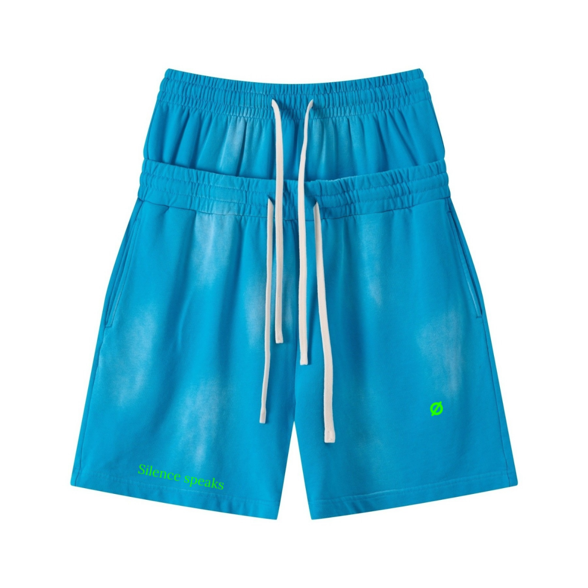 320GSM Heavyweight Cotton Slub Spray Wash Relaxed Fit Shorts Vintage Blue