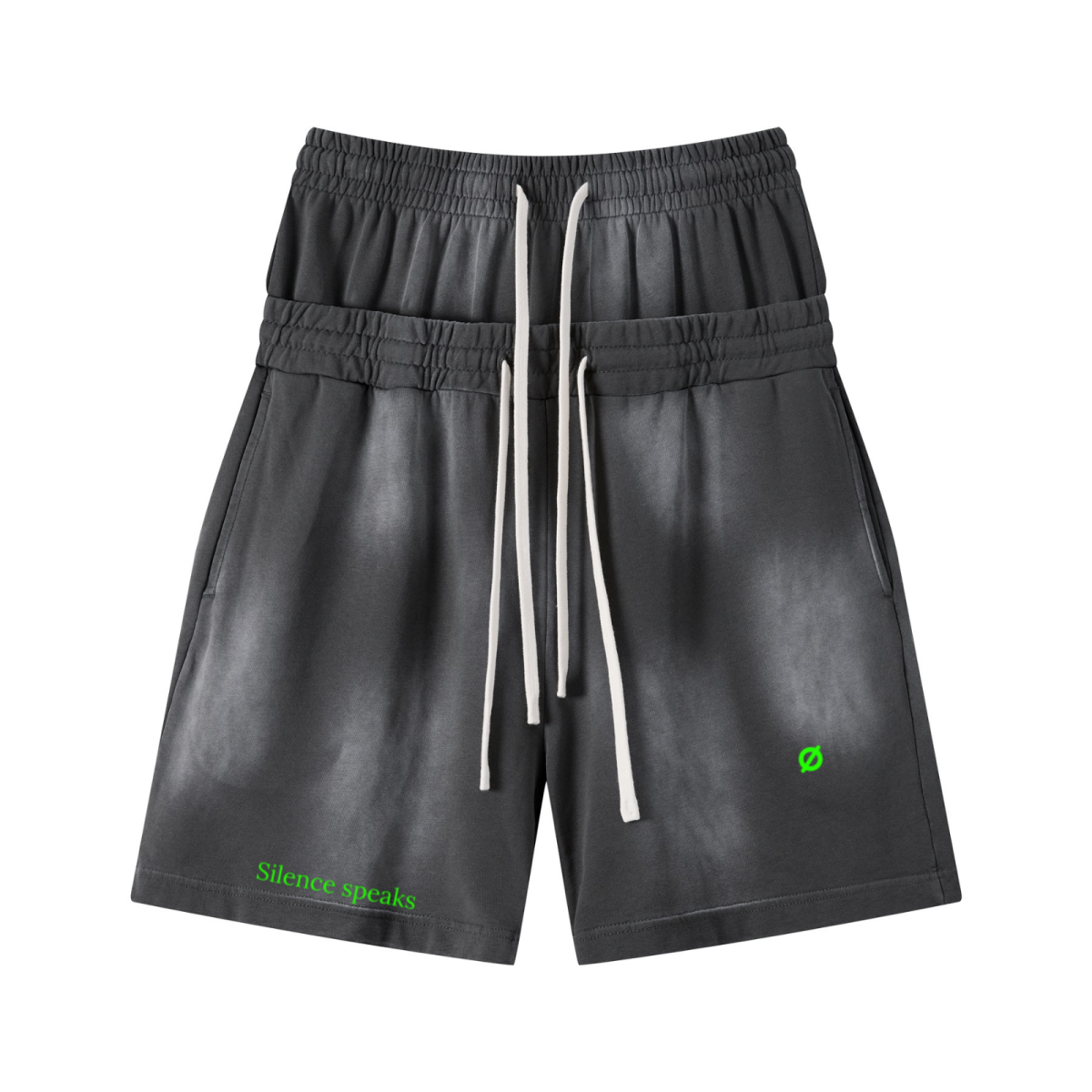 320GSM Heavyweight Cotton Slub Spray Wash Relaxed Fit Shorts Vintage Dark Gray