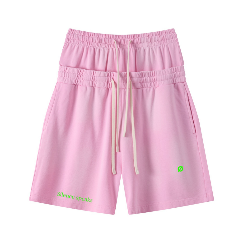 320GSM Heavyweight Cotton Slub Spray Wash Relaxed Fit Shorts Vintage Pink