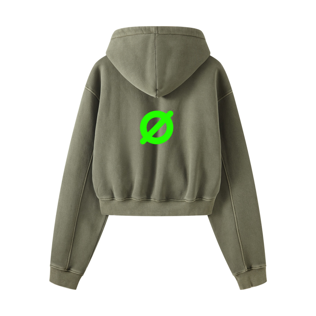 400GSM Women’s Vintage-Wash Cropped Zip-Up Hoodie Coffee Color