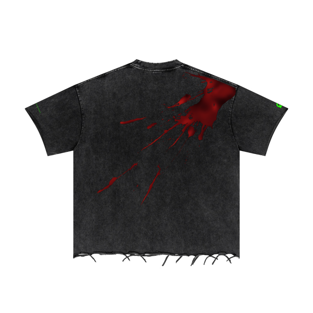 310GSM Unisex Washed 100% Cotton T-Shirt Vintage Black