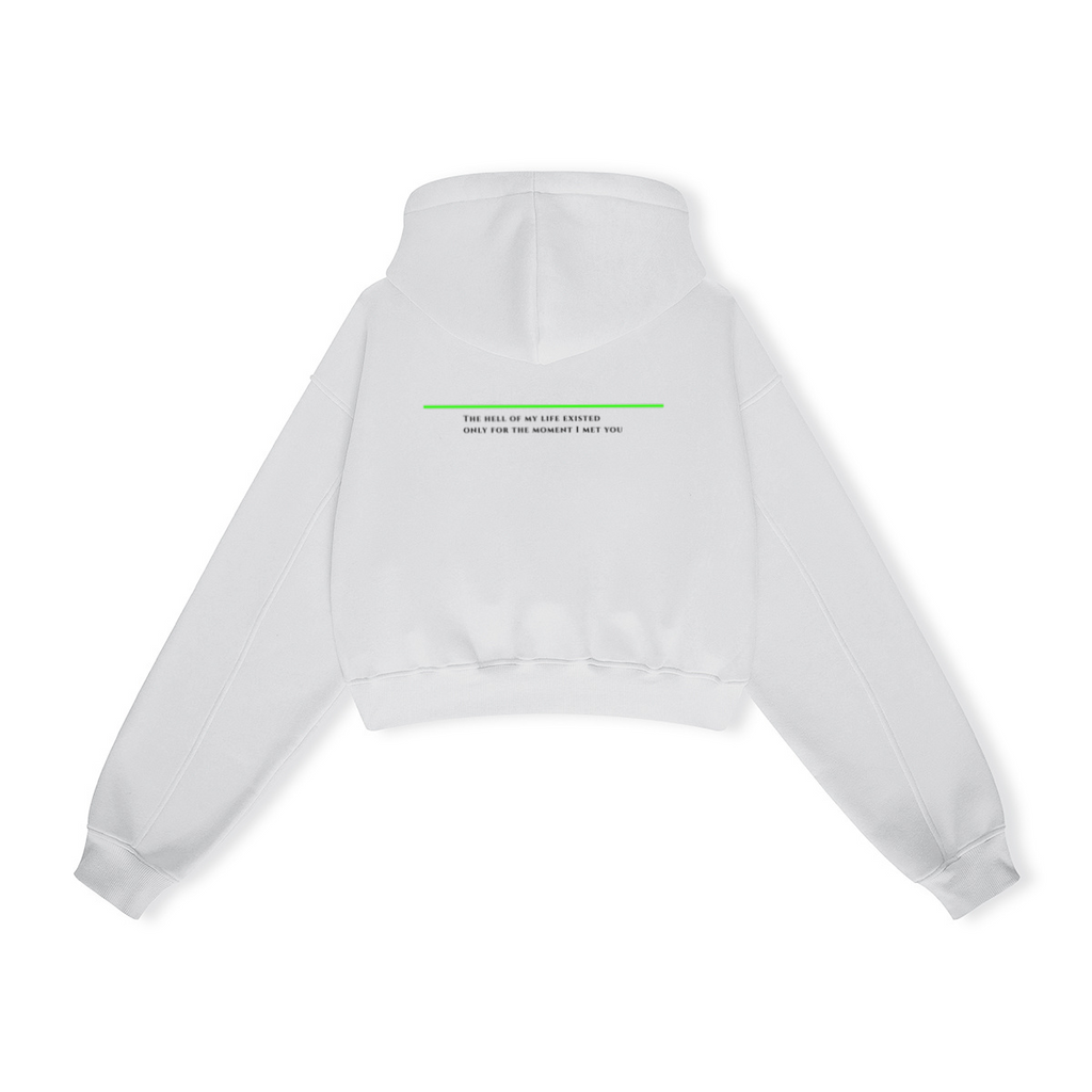 345GSM Women’s Heavyweight Cropped Fleece Hoodie White
