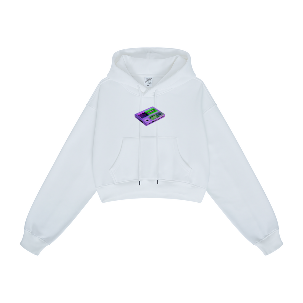 345GSM Women’s Heavyweight Cropped Fleece Hoodie White