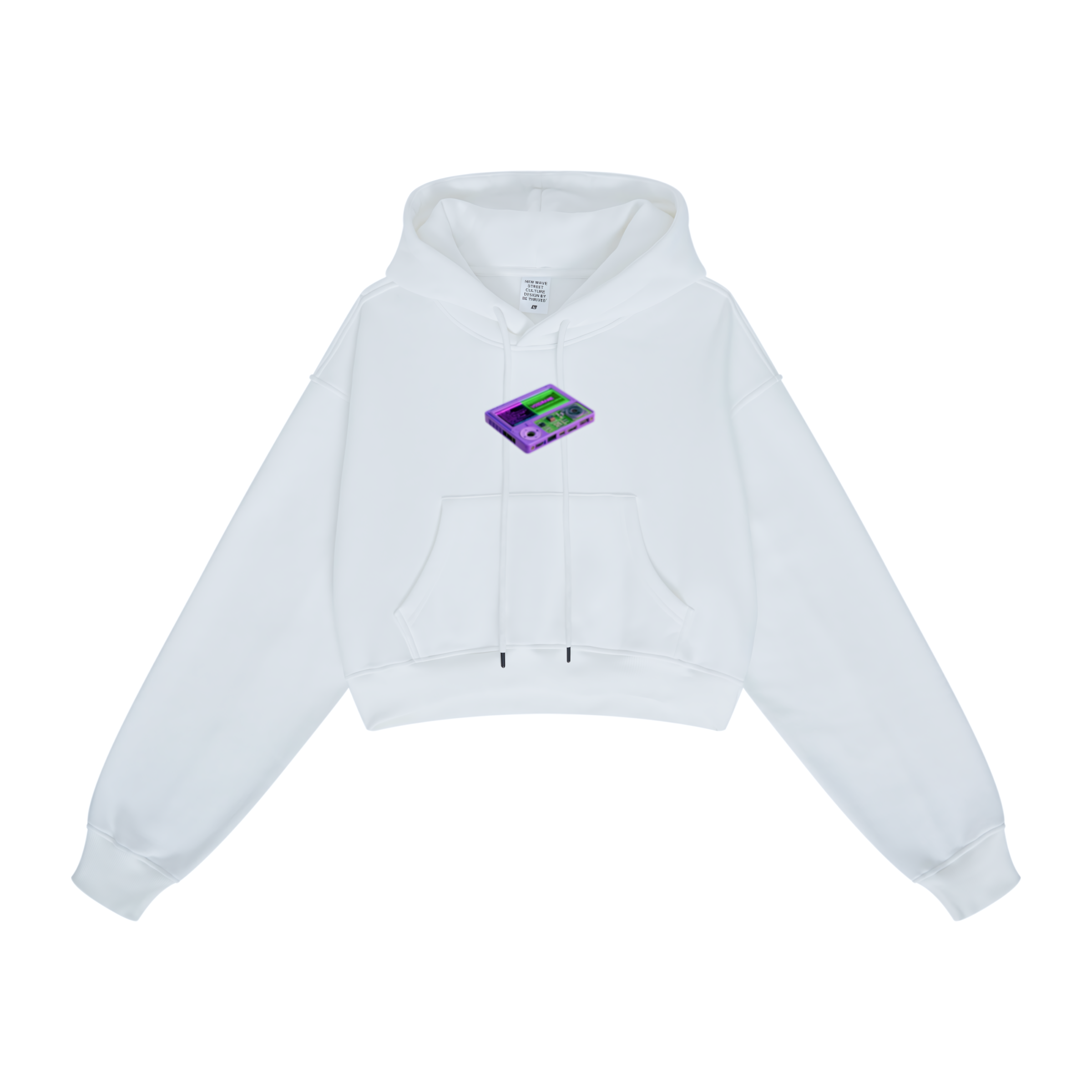 345GSM Women’s Heavyweight Cropped Fleece Hoodie White