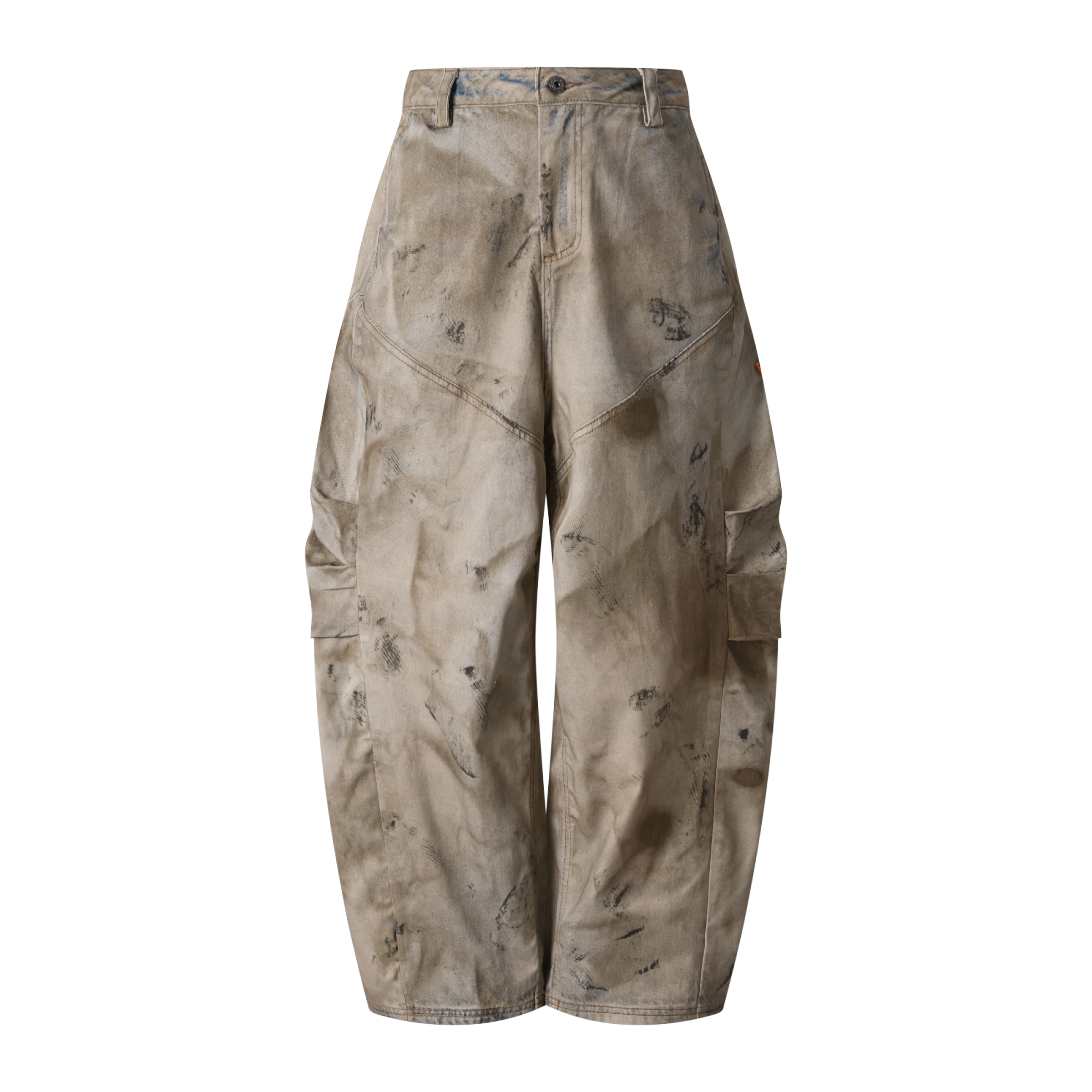 270GSM Men's Cotton Twill Denim Print Loose Fit Pants Mustard Yellow