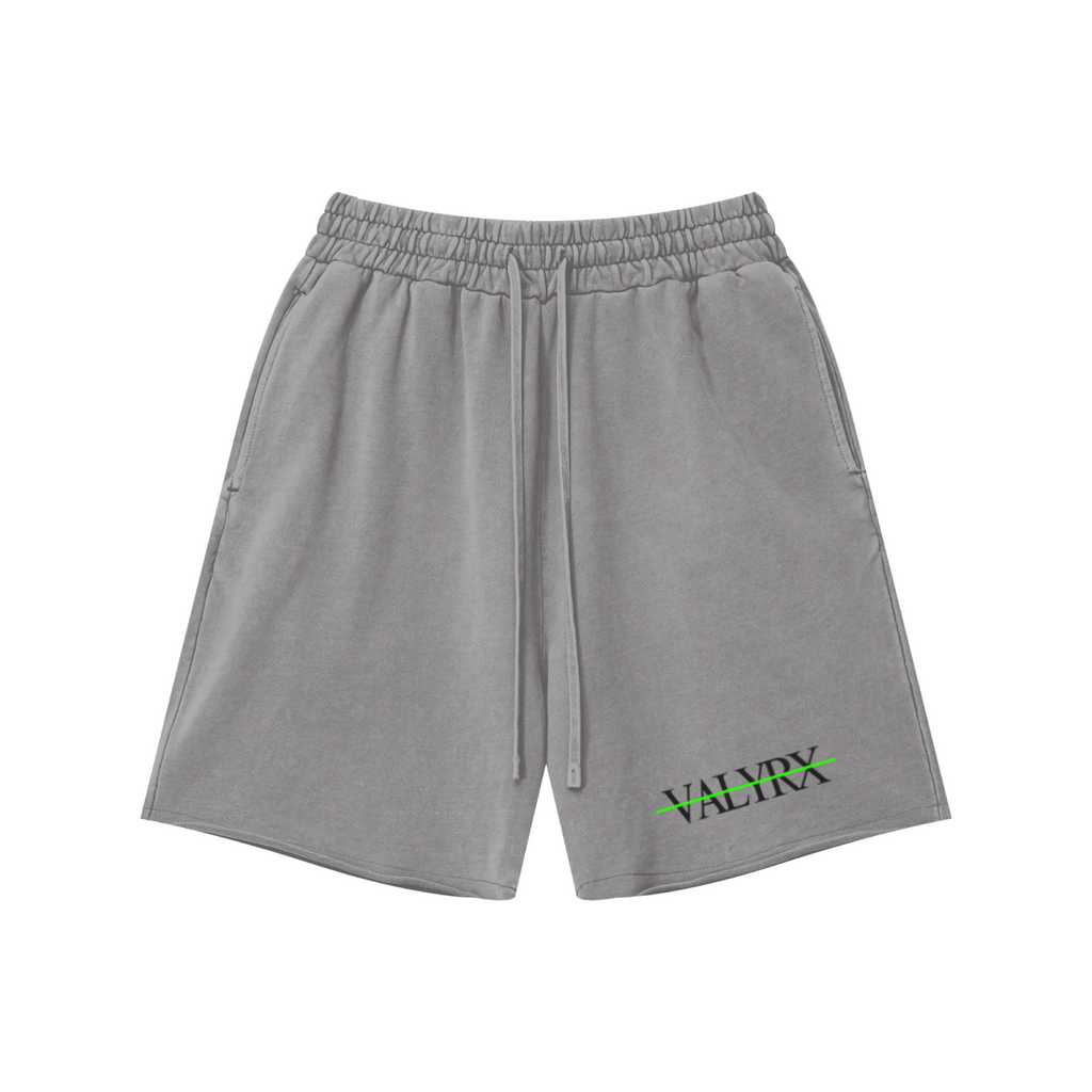 370GSM Unisex Heavyweight Raw-Edge Pigment-Washed Shorts Medium gray