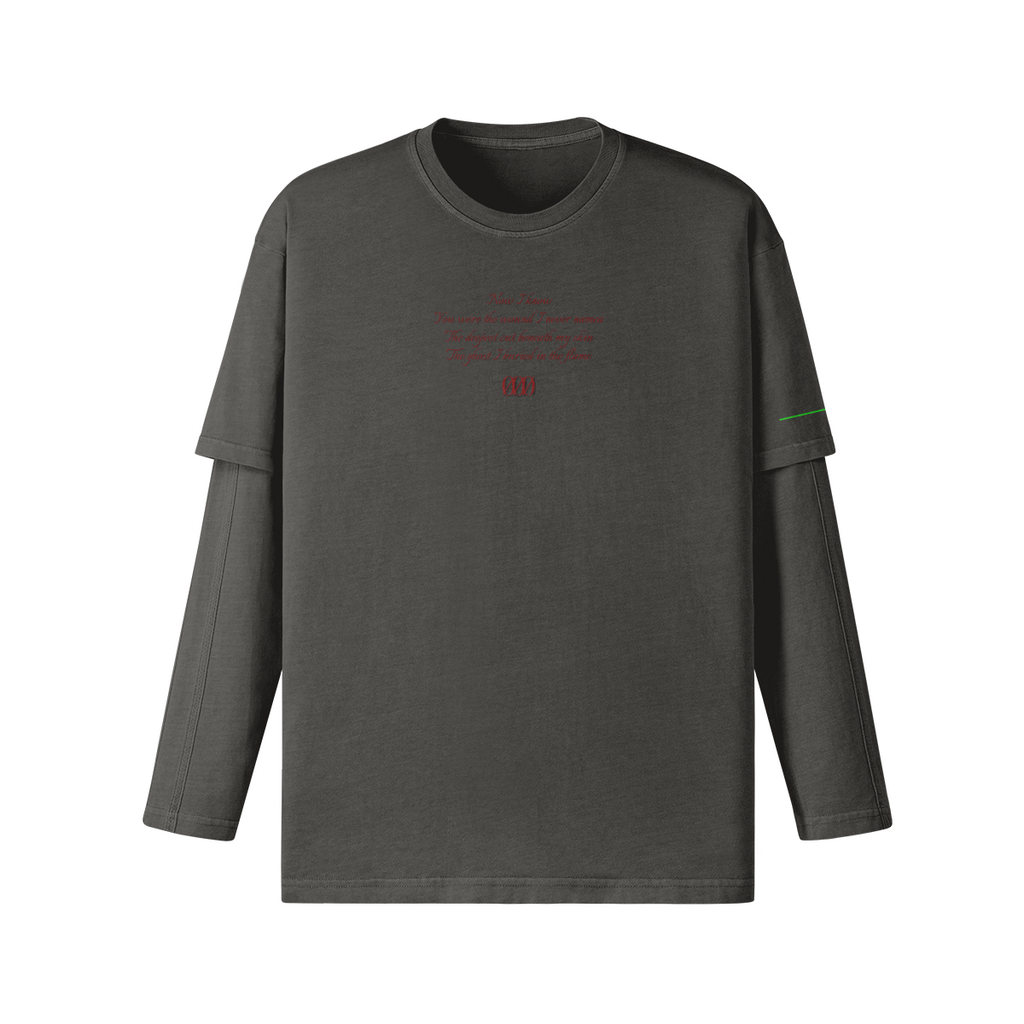Deepest Wound faux-layered T-shirt in dark gray, product view | VALYRX | card-front-designed