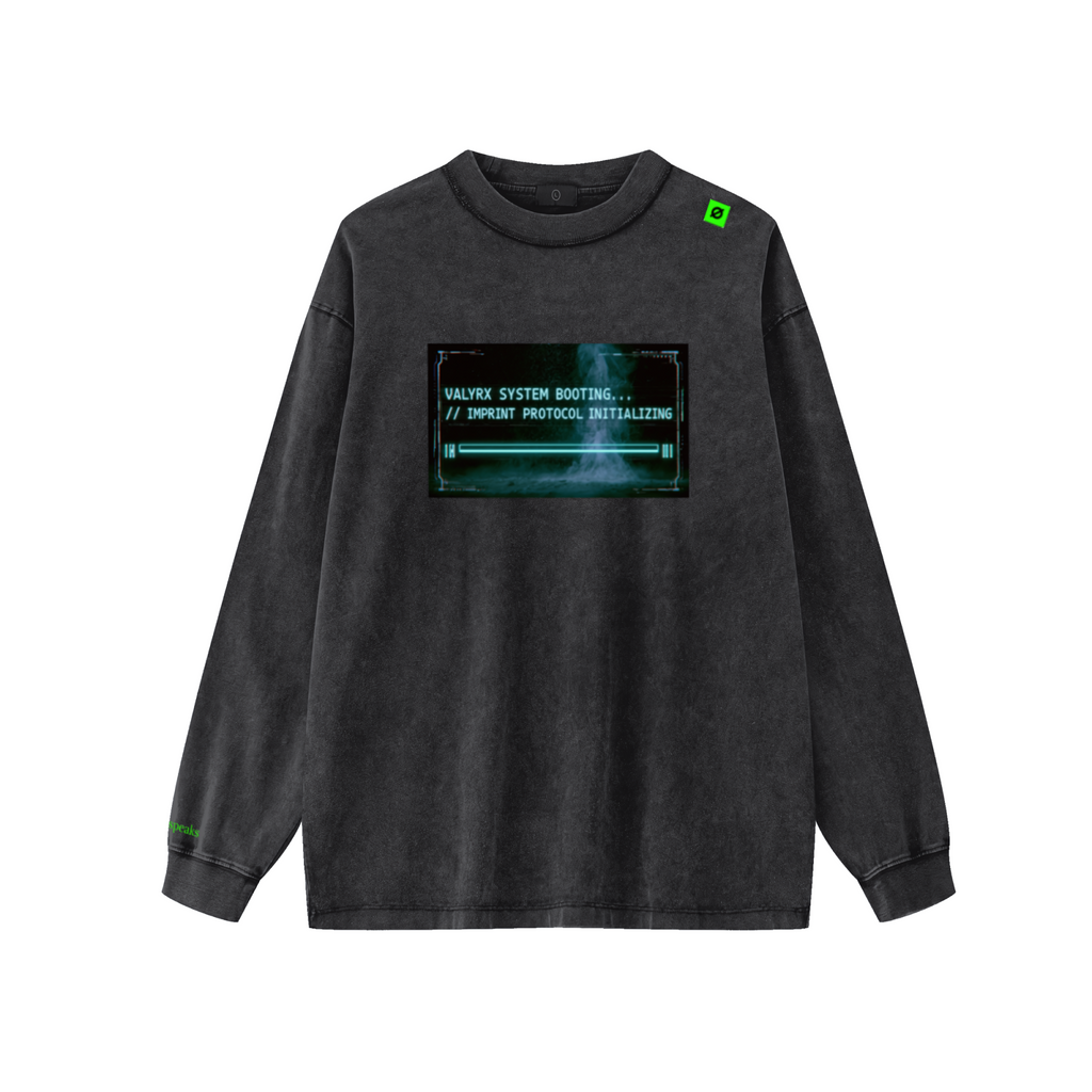 250GSM Unisex Long-Sleeve Crew Shirt Snow Wash