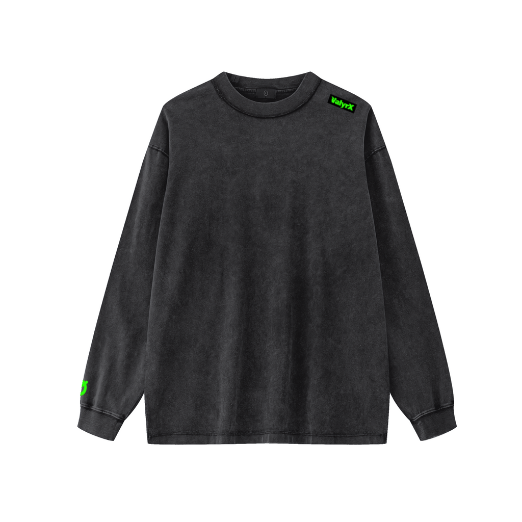 250GSM Unisex Long-Sleeve Crew Shirt Snow Wash